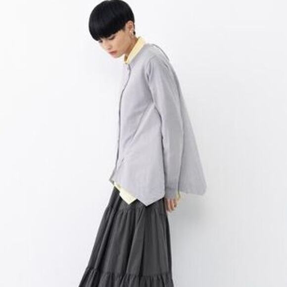 Lanvin En Bleu Mixed Media Cardigan Gray IT 38 Asymmetrical Lagenlook - Picture 2 of 13